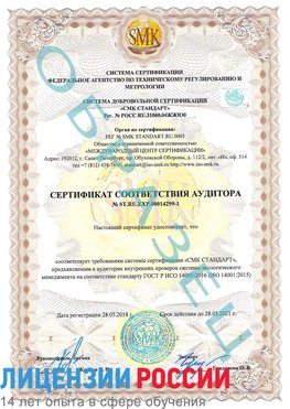 Образец сертификата соответствия аудитора №ST.RU.EXP.00014299-1 Волхов Сертификат ISO 14001